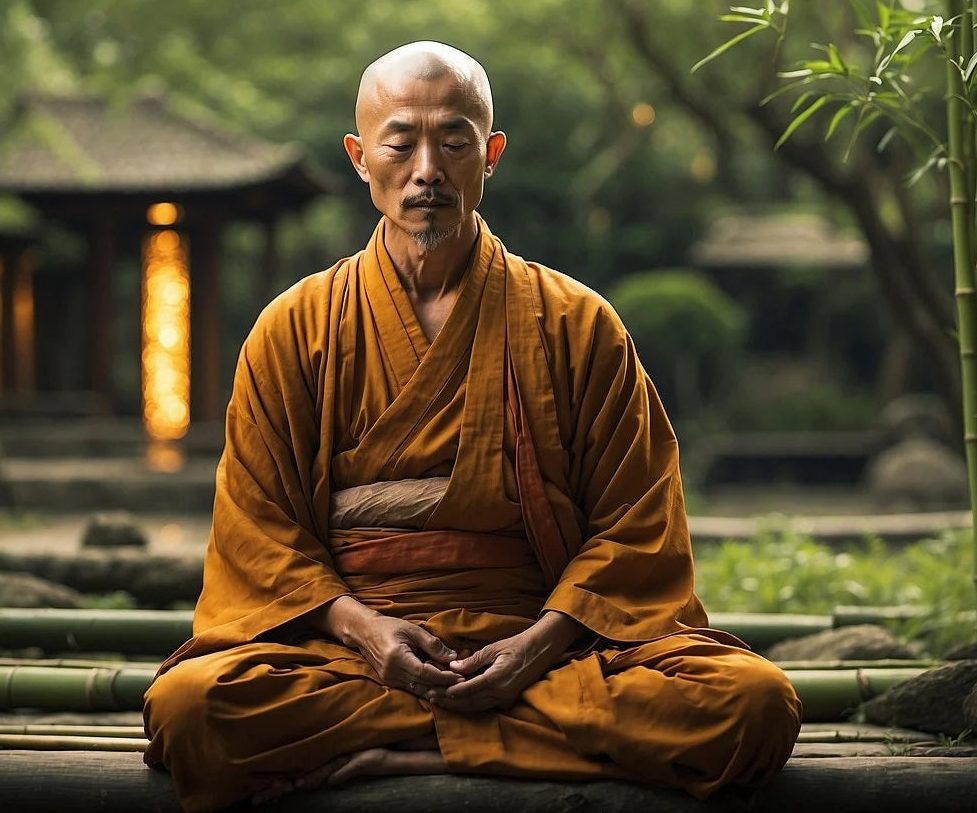 A monk symbolizing religion and ethnicity